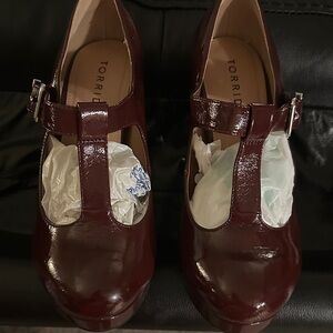 Torrid Dark Red Patent Mary Jane Heels